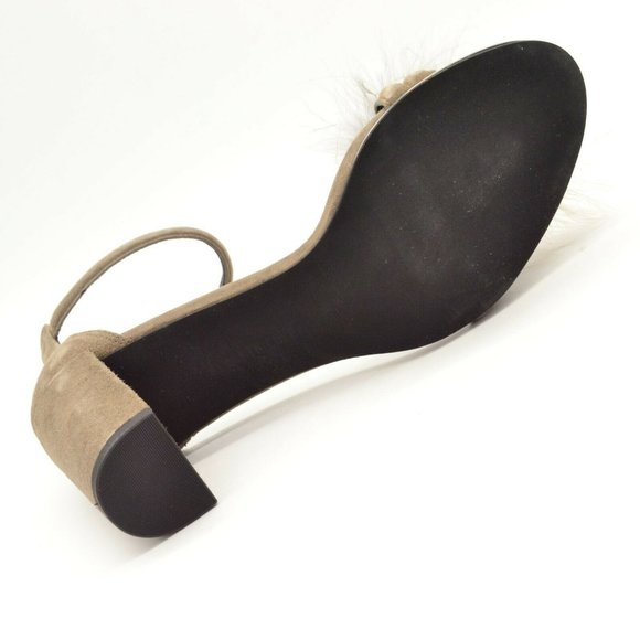 Kenneth Cole Lex Feather Pom Suede Sandals Heels - Picture 6 of 7